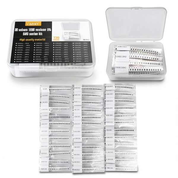 1206 SMD Resistor Kit 1R-10M Ω ohm 36 Values 1/4W 0.25W ±5% Tolerance Thick Film 1-10MR SMT Chip Resistors-0
